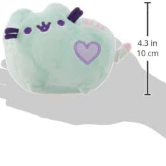 Pusheen Heart Pastel Cat Plush Stuffed Animal, Green, 6" - Picture 3 of 4